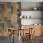 Decoprint Feature Walls vinyl, vlies anyagú, barna, türkiz színű, geometriai, Modern poszter