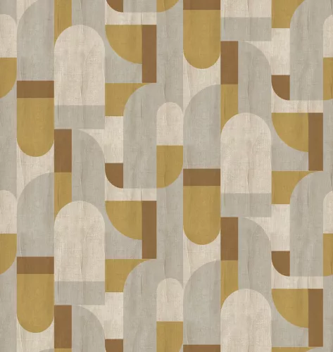 Decoprint Feature Walls vinyl, vlies anyagú, mustársárga, szürke, beige színű, geometriai, Modern poszter