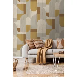   Decoprint Feature Walls vinyl, vlies anyagú, mustársárga, szürke, beige színű, geometriai, Modern poszter