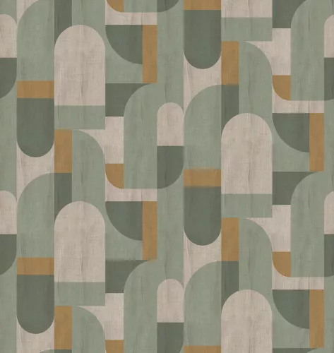 Decoprint Feature Walls vinyl, vlies anyagú, zöld, beige színű, geometriai, Modern poszter