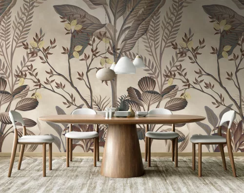 Decoprint Feature Walls vinyl, vlies anyagú, barna, beige, sárga színű, növényes , Modern poszter