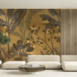   Decoprint Feature Walls vinyl, vlies anyagú, barna, zöld, sárga, rozsdabarna színű, növényes , Modern poszter