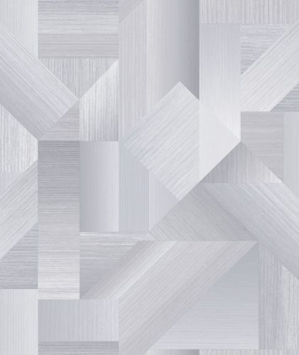 ICH TexStyle vlies anyagú szürke, gyöngyház színű famintás, geometriai modern tapéta