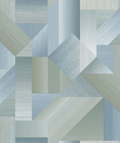 ICH TexStyle vlies anyagú zöld, türkiz színű famintás, geometriai modern tapéta