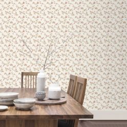   ICH Small Prints vlies anyagú barna, rózsaszín színű virágos romantikus tapéta