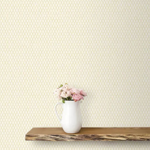 ICH Small Prints vlies anyagú mustársárga, beige színű geometriai romantikus tapéta