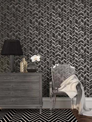 Galerie SPECIAL FX 2 vinyl, vlies anyagú, ezüst, fekete színű, 3d, geometriai, Modern tapéta