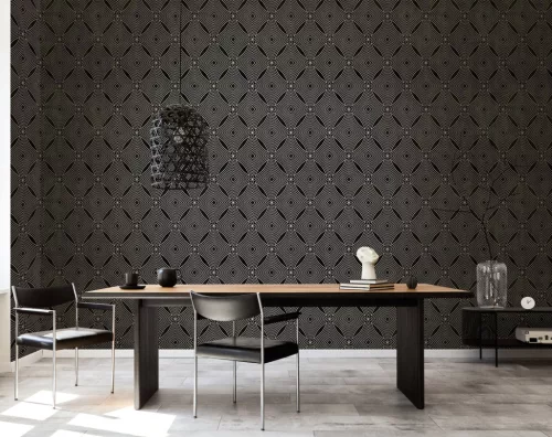Galerie SPECIAL FX 2 vinyl, vlies anyagú, fekete, ezüst színű, geometriai, Modern tapéta