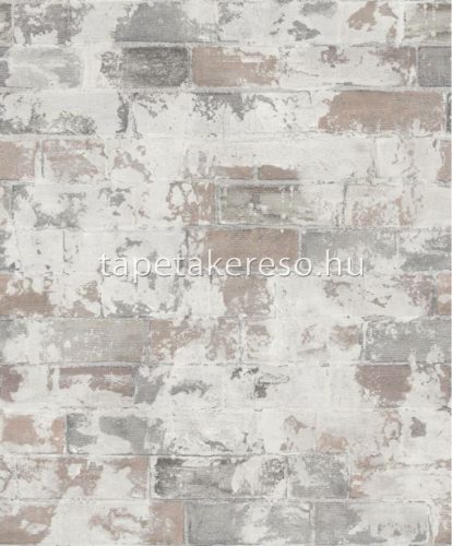 Galeria Wallcoverings Natural Fx 2 vlies, vinyl anyagú szürke, barna színű koptatott, téglamintás modern tapéta