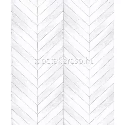   Galeria Wallcoverings Natural Fx 2 vlies, vinyl anyagú fehér, szürke színű chevron, famintás modern tapéta