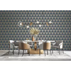   Galerie SPECIAL FX 2 vinyl, vlies anyagú, kék, arany, rosegold színű, art deco, Modern tapéta
