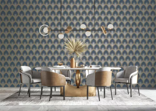 Galerie SPECIAL FX 2 vinyl, vlies anyagú, kék, arany, rosegold színű, art deco, Modern tapéta