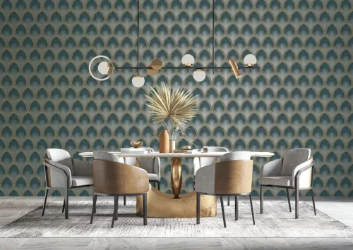 Galerie SPECIAL FX 2 vinyl, vlies anyagú, zöld, arany színű, art deco, Modern tapéta