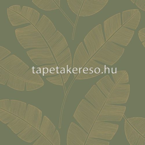 Caselio GREEN & CO vinyl, vlies anyagú zöld, arany színű leveles modern tapéta