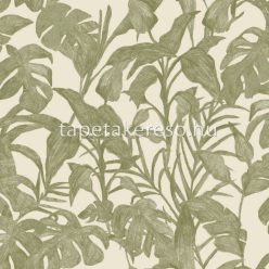   Caselio GREEN & CO vinyl, vlies anyagú beige, zöld színű leveles modern tapéta