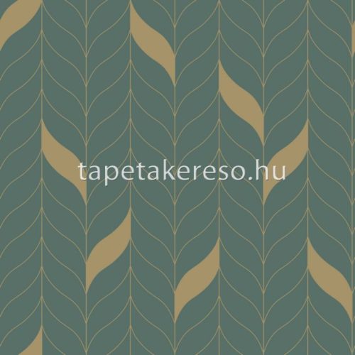 Caselio GREEN & CO vinyl, vlies anyagú zöld, arany színű geometriai, leveles modern tapéta