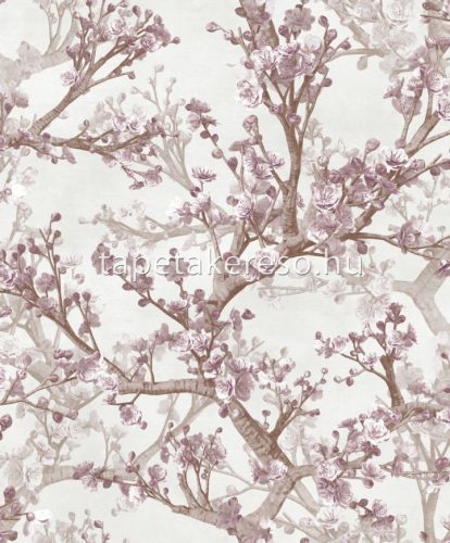 Prestige Wallcoverings Blossom vlies anyagú szürke, mályva színű virágos modern tapéta