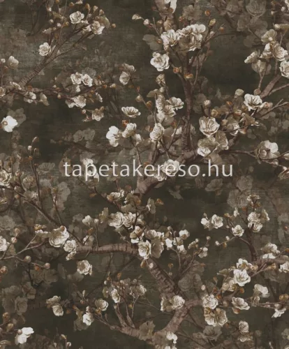 Prestige Wallcoverings Blossom vlies anyagú barna, fehér színű virágos modern tapéta
