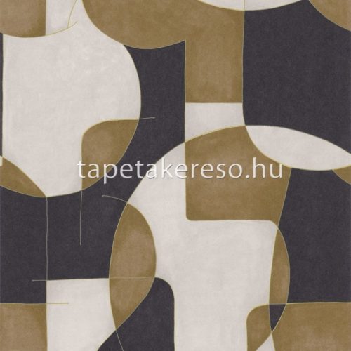Casadeco Gallery vlies anyagú beige, barna, fekete, arany színű geometriai modern tapéta