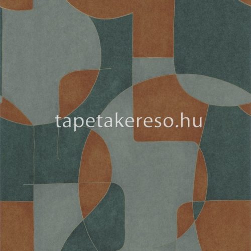 Casadeco Gallery vlies anyagú zöld, terrakotta, arany színű geometriai modern tapéta