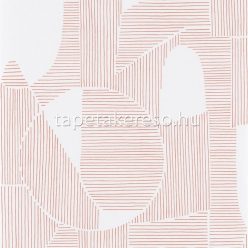   Casadeco Gallery vlies anyagú fehér, rózsaszín színű vonalas, geometriai modern tapéta
