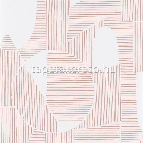 Casadeco Gallery vlies anyagú fehér, rózsaszín színű vonalas, geometriai modern tapéta
