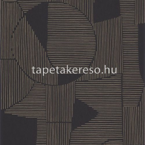Casadeco Gallery vlies anyagú fekete, barna színű vonalas, geometriai modern tapéta