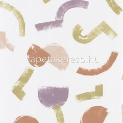   Casadeco Gallery vlies anyagú fehér, lila, keki, terrakotta színű geometriai modern tapéta