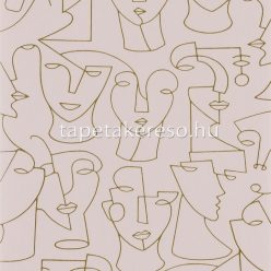   Casadeco Gallery vlies anyagú rózsaszín, bronz színű arcok, rajz modern tapéta