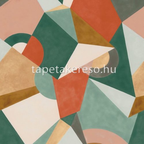 Casadeco Gallery vlies anyagú zöld, barna, mályva, beige, piros színű geometriai modern poszter