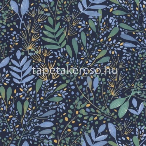Caselio GREEN LIFE 2 vlies, vinyl anyagú kék, zöld, sárga színű leveles modern, natural tapéta