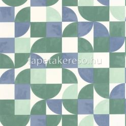   Caselio GREEN LIFE 2 vlies, vinyl anyagú fehér, zöld, kék színű geometriai modern, natural tapéta