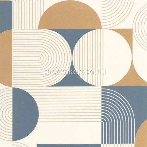 Caselio Graphic vinyl, vlies anyagú fehér, kék, barna színű geometriai modern tapéta