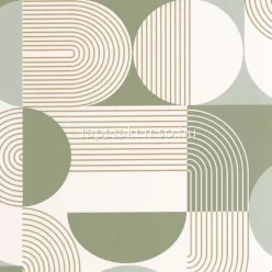   Caselio Graphic vinyl, vlies anyagú fehér, zöld, arany színű geometriai modern tapéta