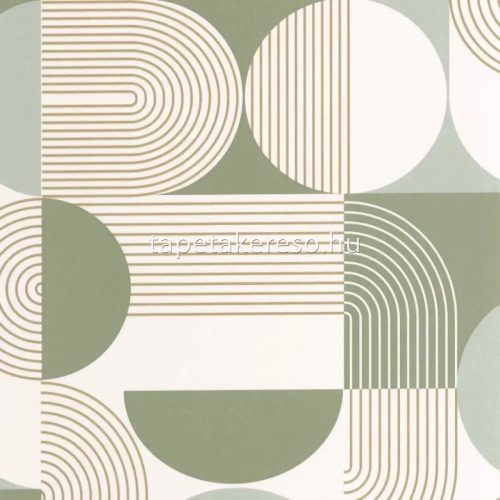 Caselio Graphic vinyl, vlies anyagú fehér, zöld, arany színű geometriai modern tapéta