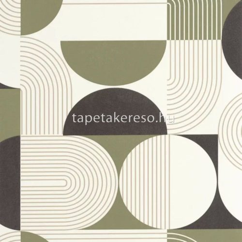 Caselio Graphic vinyl, vlies anyagú fehér, zöld, szürke színű geometriai modern tapéta