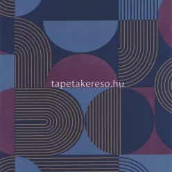   Caselio Graphic vinyl, vlies anyagú kék, bordó, bronz színű geometriai modern tapéta