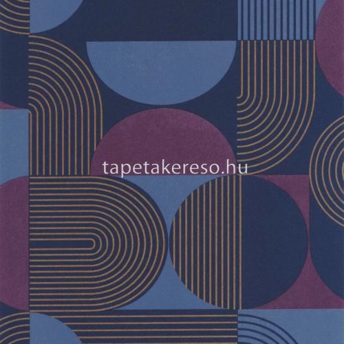 Caselio Graphic vinyl, vlies anyagú kék, bordó, bronz színű geometriai modern tapéta