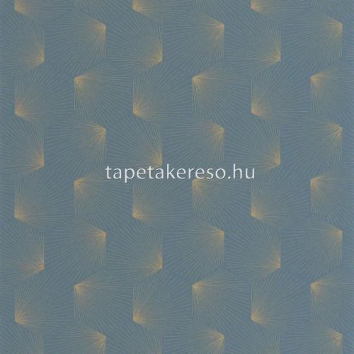 Caselio Graphic vinyl, vlies anyagú kék, arany színű art deco, geometriai modern tapéta