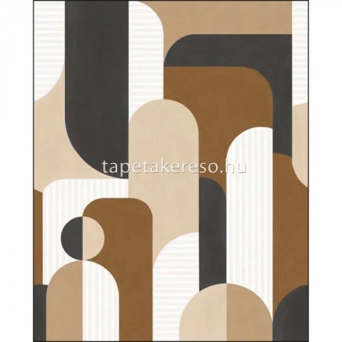 Caselio Graphic vlies anyagú barna, fekete, fehér, beige színű geometriai modern poszter