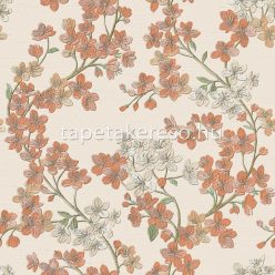   Design ID Grace vlies anyagú barack, beige, zöld, narancssárga színű virágos modern tapéta