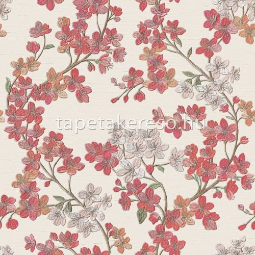 Design ID Grace vlies anyagú beige, zöld, piros színű virágos modern tapéta