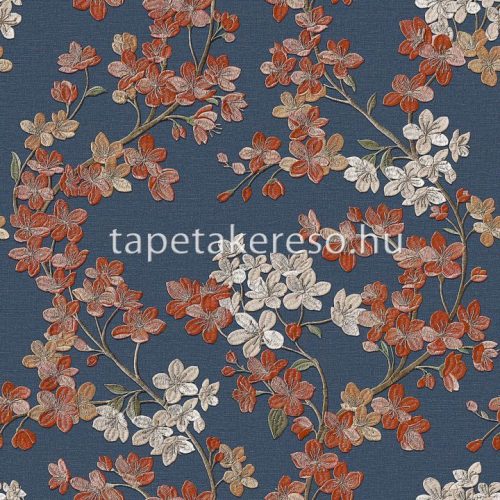 Design ID Grace vlies anyagú kék, beige, zöld, narancssárga színű virágos modern tapéta