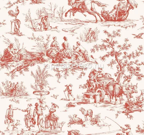 York TOILES RESOURCE LIBRARY vlies anyagú fehér, piros színű állatos, életkép romantikus tapéta