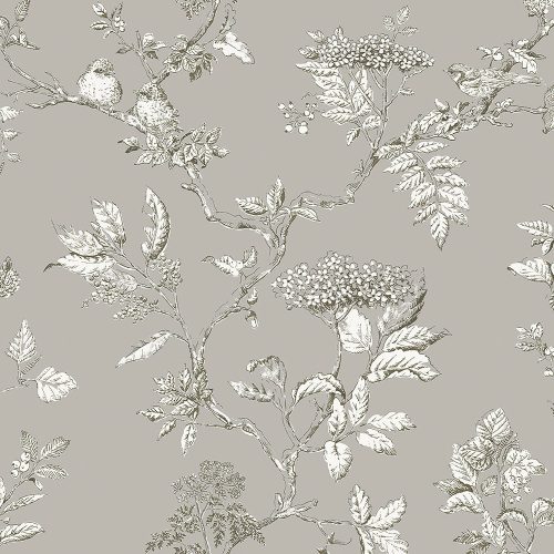 Graham & Brown Laura Ashley Signature Vol.1 vlies anyagú, szürke, fehér színű, madaras, ágas, Romantikus tapéta