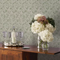   Graham & Brown Laura Ashley Signature Vol.1 vlies anyagú, zöld, vajszínű színű, leveles, Romantikus tapéta