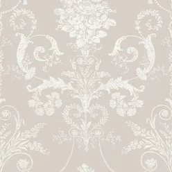   Graham & Brown Laura Ashley Signature Vol.1 vlies anyagú, szürke, fehér színű, barokk, virágos, Romantikus tapéta