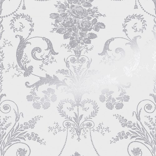 Graham & Brown Laura Ashley Signature Vol.1 vlies anyagú, fehér, ezüst színű, barokk, virágos, Romantikus tapéta