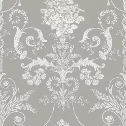   Graham & Brown Laura Ashley Signature Vol.1 vlies anyagú, szürke, fehér színű, barokk, virágos, Romantikus tapéta