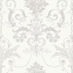   Graham & Brown Laura Ashley Signature Vol.1 vlies anyagú, fehér, szürke színű, barokk, virágos, Romantikus tapéta